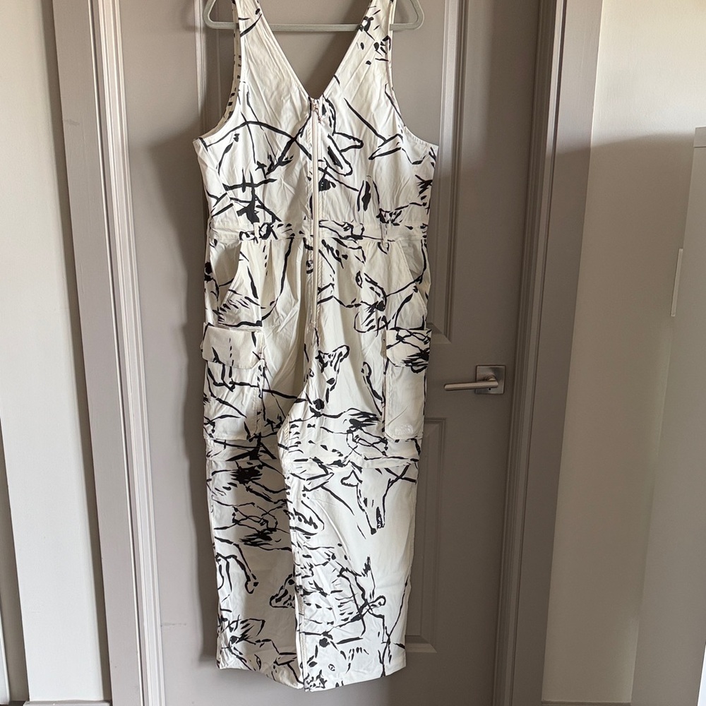 The North Face White Jumpsuit with Black Abstract Print
